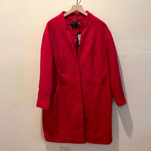 M&S AUTOGRAPH Red Wool Blend Midi Coat Jacket SIZE UK 20 (US 16 ) XL